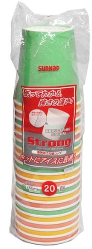 断熱加工の紙コップ　ストロングカップ　２５０ｍｌ　２０個組