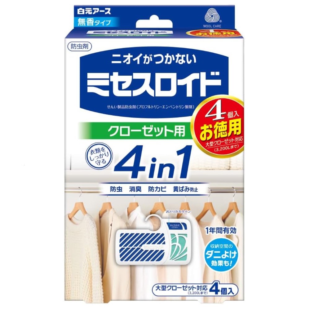 ミセスロイド　クローゼット用　１年防虫　４個入