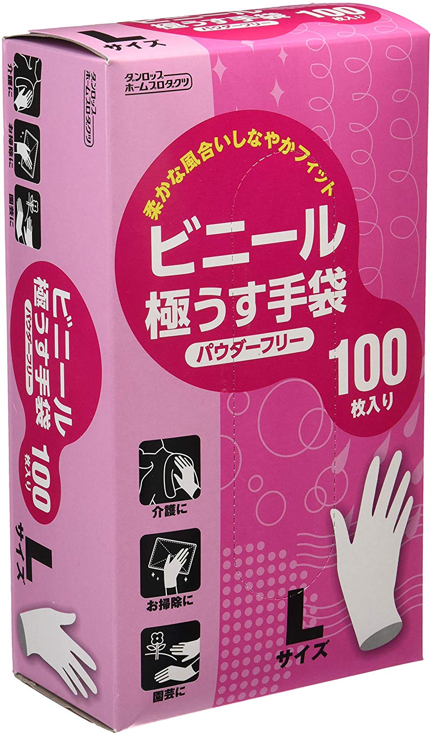 ビニール極うす手袋　パウダーフリー　１００枚入　Ｌ