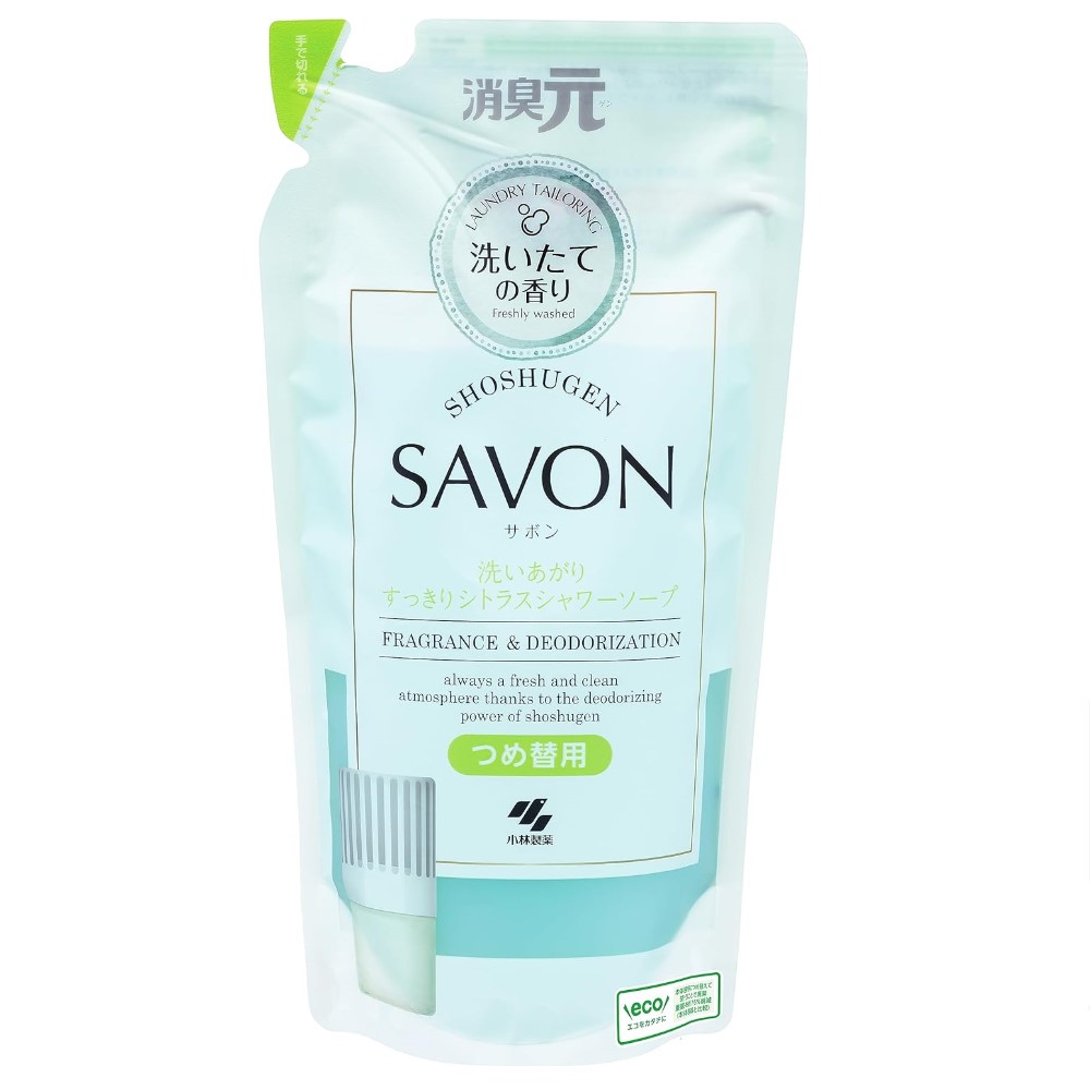 消臭元　ＳＡＶＯＮ　サボン　洗いあがりすっきりシトラスシャワーソープ　つめ替用　４００ｍＬ