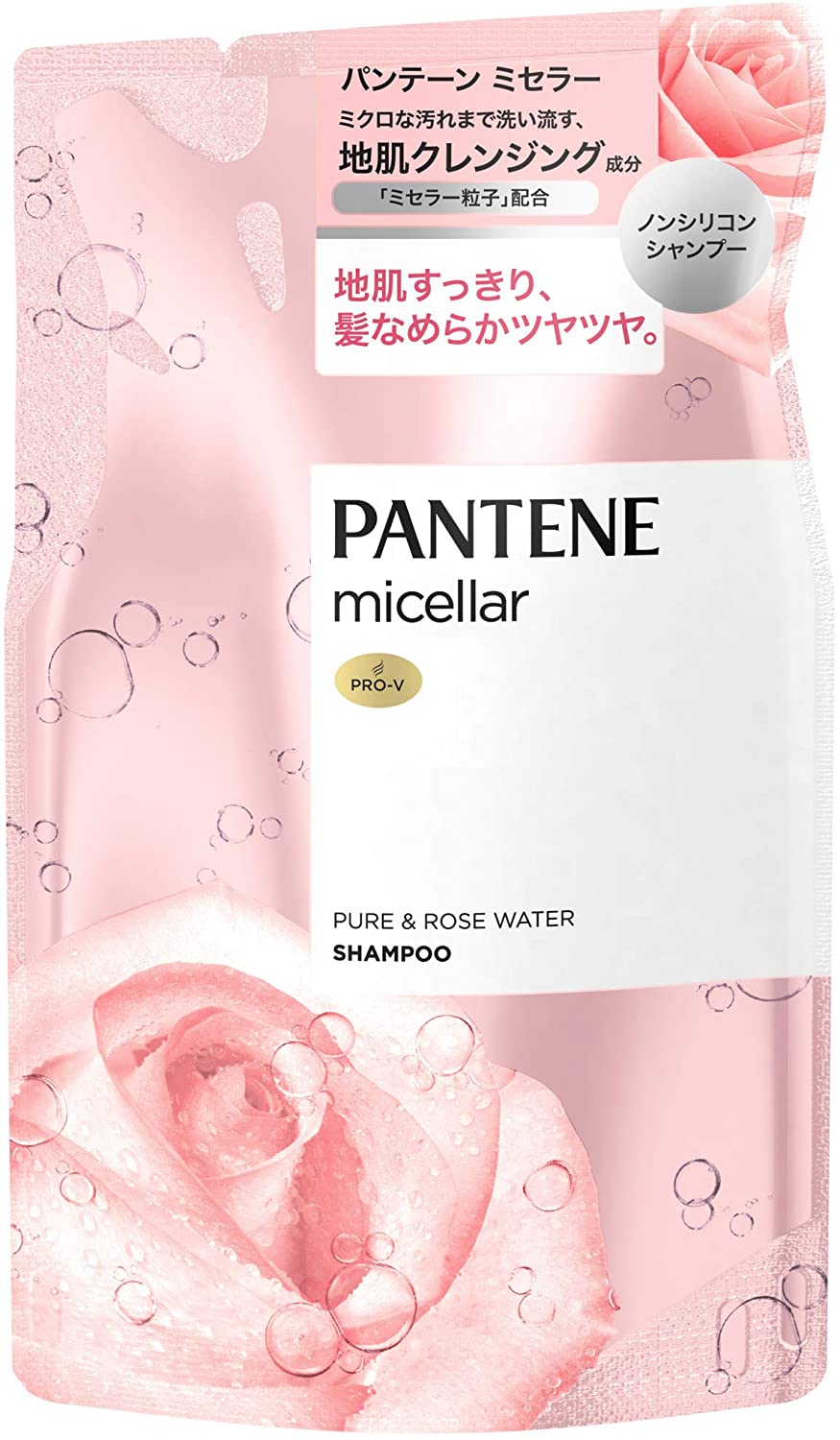 パンテーン　ミセラー　ピュア＆ローズウォーター　ノンシリコンシャンプー　つめかえ用　３５０ｍＬ