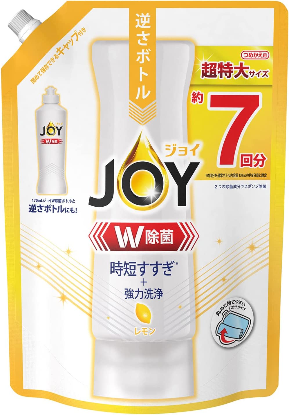 ＪＯＹ　ジョイ　Ｗ除菌　食器用洗剤　レモン　つめかえ用　超特大サイズ　９１０ｍＬ