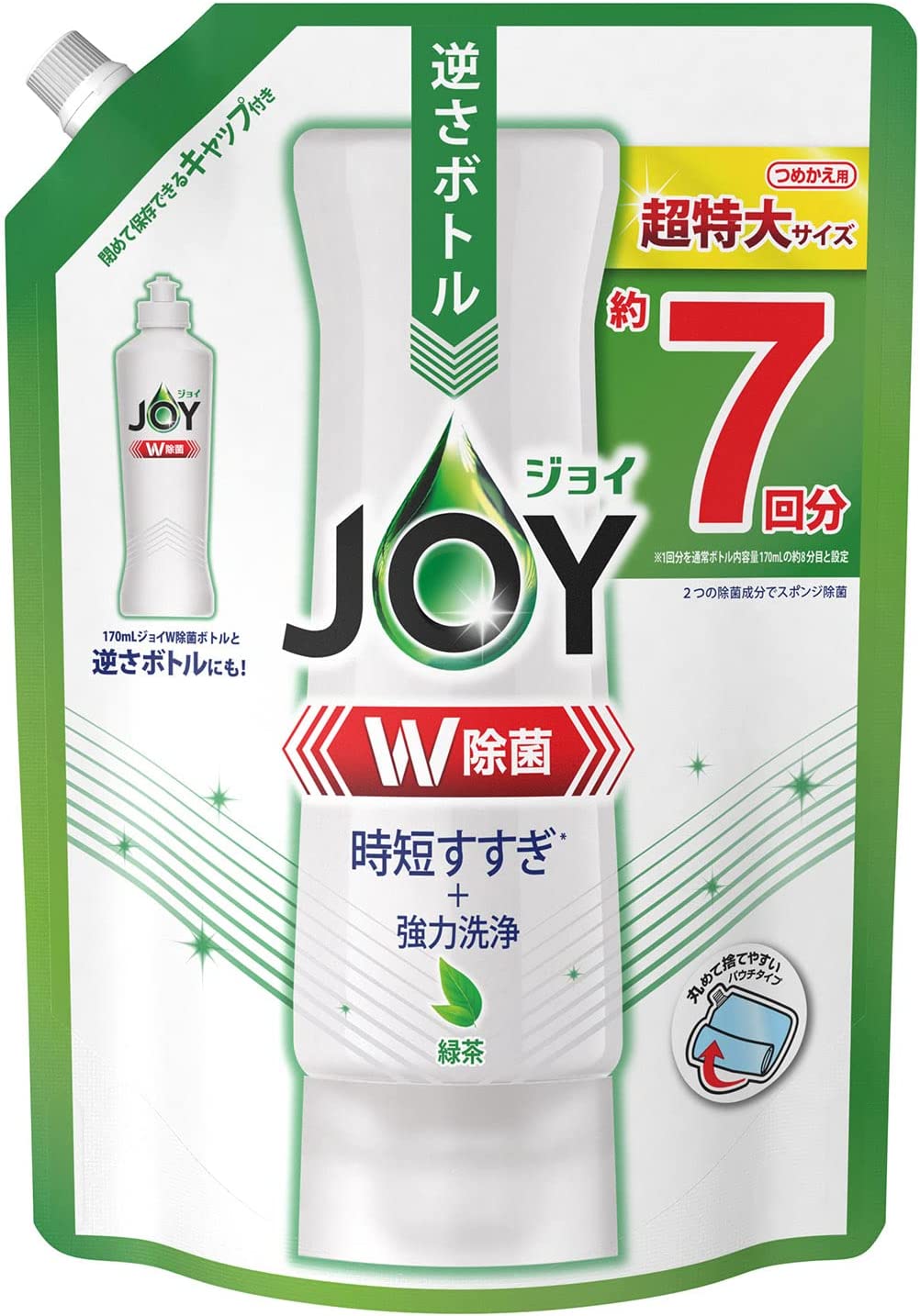 ＪＯＹ　ジョイ　Ｗ除菌　食器用洗剤　緑茶　つめかえ用　超特大サイズ　９１０ｍＬ