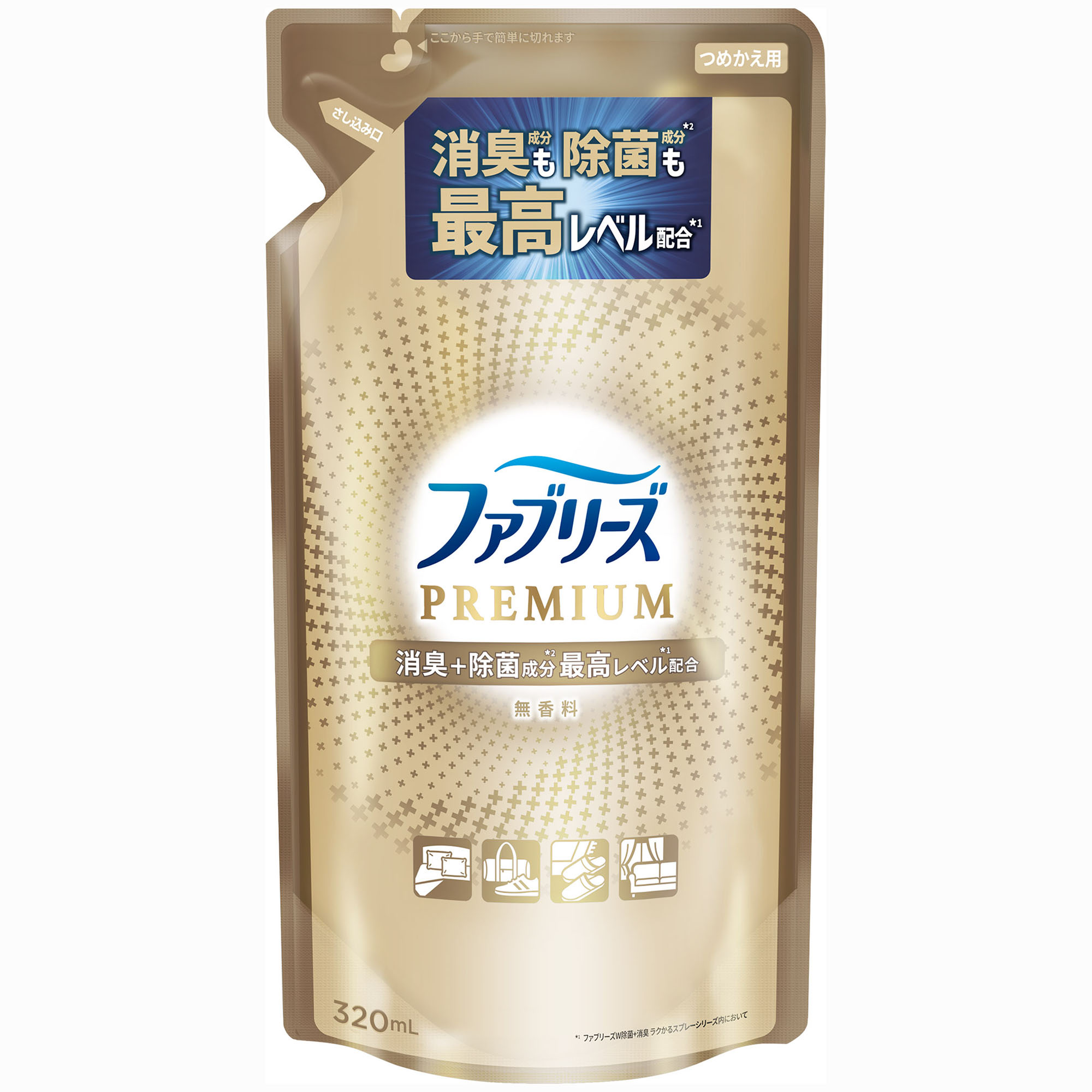 ファブリーズ　Ｗ除菌＋消臭　ＰＲＥＭＩＵＭ　無香料　つめかえ用　３２０ｍＬ